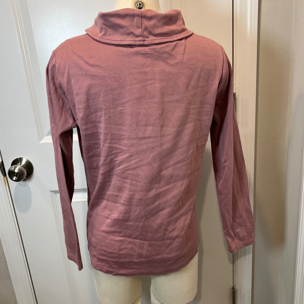 LL Bean Pink Cotton Cowl Neck Long Sleeve Casual Top Women M - Picture 4 of 7